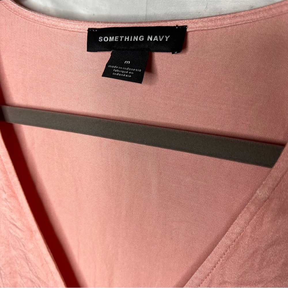 Something Navy Pink Button Up Medium - image 3